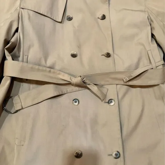 London Fog vintage tan Double-Breasted belted Trench Coat - Picture 3 of 9